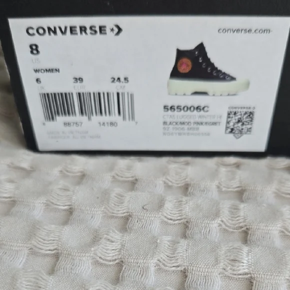 Converse Black High-Top Platform Sneakers with Cream Sole - Picture 2 of 3